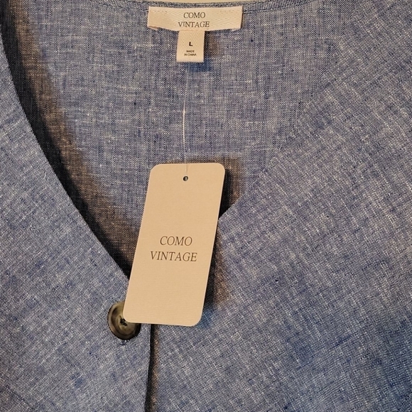 Como Vintage V Neck linen Blend Jumpsuit - Picture 7 of 11